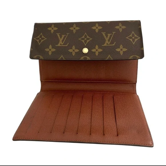 Vintage LOUIS VUITTON Monogram Canvas Passport Trifold Wallet Brown Authentic - Picture 7 of 17